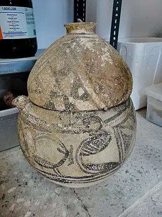 Beschilderde vaas uit Schahr-e Suchte