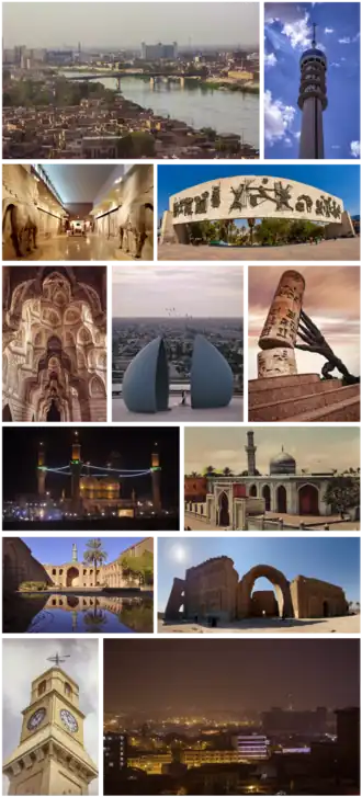 Een collage van Bagdad