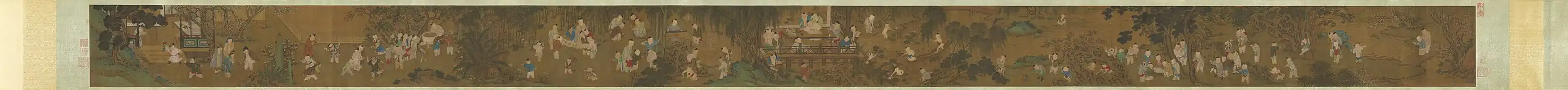 Honderd kinderen in de langdurende lente (ca. 1130 tot 1160) handrol, collectie Nationaal Paleismuseum[2]