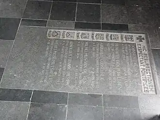 Grafsteen met namen, die bijgezet zijn in de crypte. (bisschoppen van het bisdom 's-Hertogenbosch)