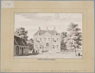 De havezate in 1730, getekend door Abraham de Haen en Cornelis Pronk