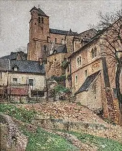 Saint-Cirq-Lapopie, Place du Carol in de regen