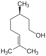 Structuurformule van R-(+)-citronellol