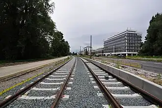 Zicht op de halte Voot richting Trammuseum (rechterspoor)