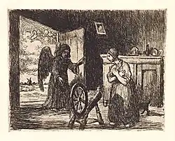 Maria Boodschap II, ets, collectie Jakob Smitsmuseum