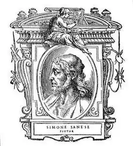 Illustratie Simone Martini uit "Le Vite" door Giorgio Vasari, 1568