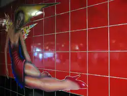 Wandschildering in het station