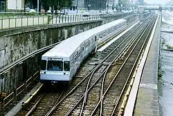 De metro bij het keerspoor op 1 september 1990.