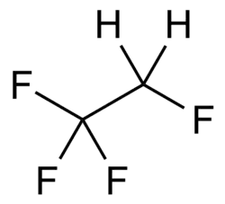 Structuurformule van 1,1,1,2-tetrafluorethaan