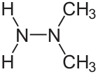 Structuurformule van 1,1-dimethylhydrazine