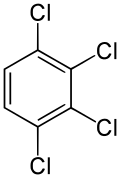 Structuurformule van 1,2,3,4-tetrachloorbenzeen