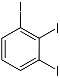 Structuurformule van 1,2,3-tri-joodbenzeen