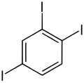 Structuurformule van 1,2,4-tri-joodbenzeen
