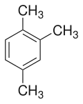 Structuurformule van 1,2,4-trimethylbenzeen