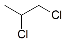 Structuurformule van 1,2-dichloorpropaan