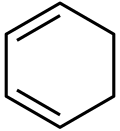Structuurformule van 1,3-cyclohexadieen