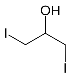 Structuurformule van 1,3-di-jood-2-propanol