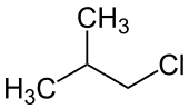 Structuurformule van 1-chloor-2-methylpropaan