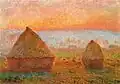 Grainstacks at Giverny, sunset, 1888-9. Olieverf op doek.
