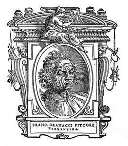 Illustratie, voorstellende Francesco Granacci, uit "Le Vite" door Giorgio Vasari, editie 1568