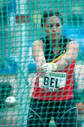 Jolien Boumkwo tijdens het EK voor landenteams 2013 te Dublin