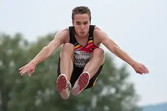 Broothaerts in actie tijdens de EK voor junioren in 2013, Rieti