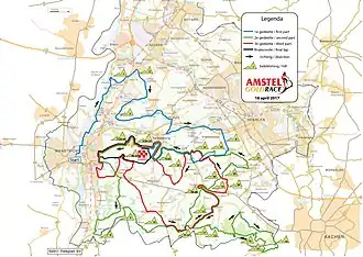 Routekaart van de Amstel Gold Race 2017