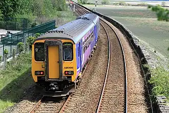 British Rail Class 156 treinstel bij Grange-over-Sands