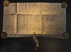 De oorkonde uit 1620 (overdracht van Dortmund naar Rekem)