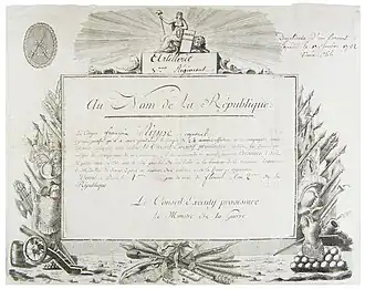 kopie van een brevet van de Eerste Republiek