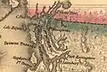 Een Amerikaanse kaart uit 1841 waarop de breedteligging van 54°40′ nabij Fort Simpson in Brits-Columbia als grens vastgelegd staat.