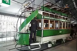 Dubbeldeks paardentram in het London Transport Museum