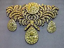 18e-eeuws devant de corsage met chrysoberillen