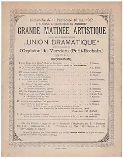 Programmablad van een Grande matinée artistique (1902)