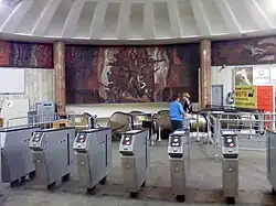 Interieur van het stationsgebouw