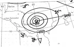 Foto of weerkaart van orkaan