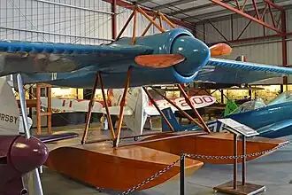 Deperdussin-watervliegtuig. Winnaar van de 1ste Schneider Tropy in 1913. Planes of Fame Museum, Chino (VS)