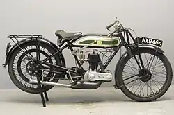 De voorganger: Triumph Model P, nog met de dummy belt rim brake in het achterwiel.