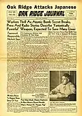 The Oak Ridge Journal voorpagina 9 augustus 1945
