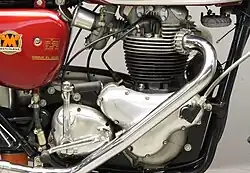 Het motorblok van de Matchless G15/AJS Model 33 kwam van de Norton Atlas