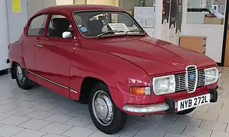 Een Saab 96, uit 1972. (foto dateert uit 2018)