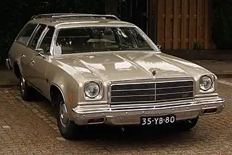 Een Chevrolet Chevelle Malibu Estate (stationwagen) uit 1974