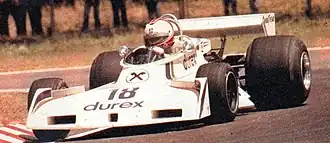 Hans Binder tijdens de Grand Prix van Argentinië van 1977
