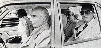 Jean-Marie Balestre in 1981 (linksachter in de auto)