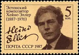 Heino Eller op een Sovjetpostzegel uit 1987
