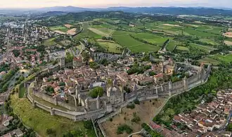Luchtfoto van de Cité de Carcassonne