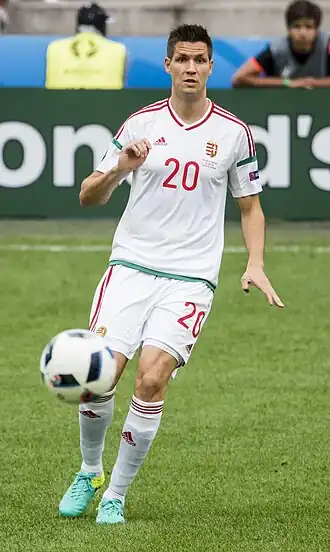 Guzmics in 2016 als speler van Hongarije