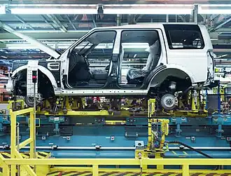 Productie van voertuigen in de Solihull fabriek