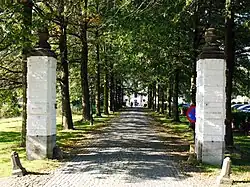 Hekpijlers en bomenlaan