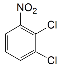 Structuurformule van 1,2-dichloor-3-nitrobenzeen